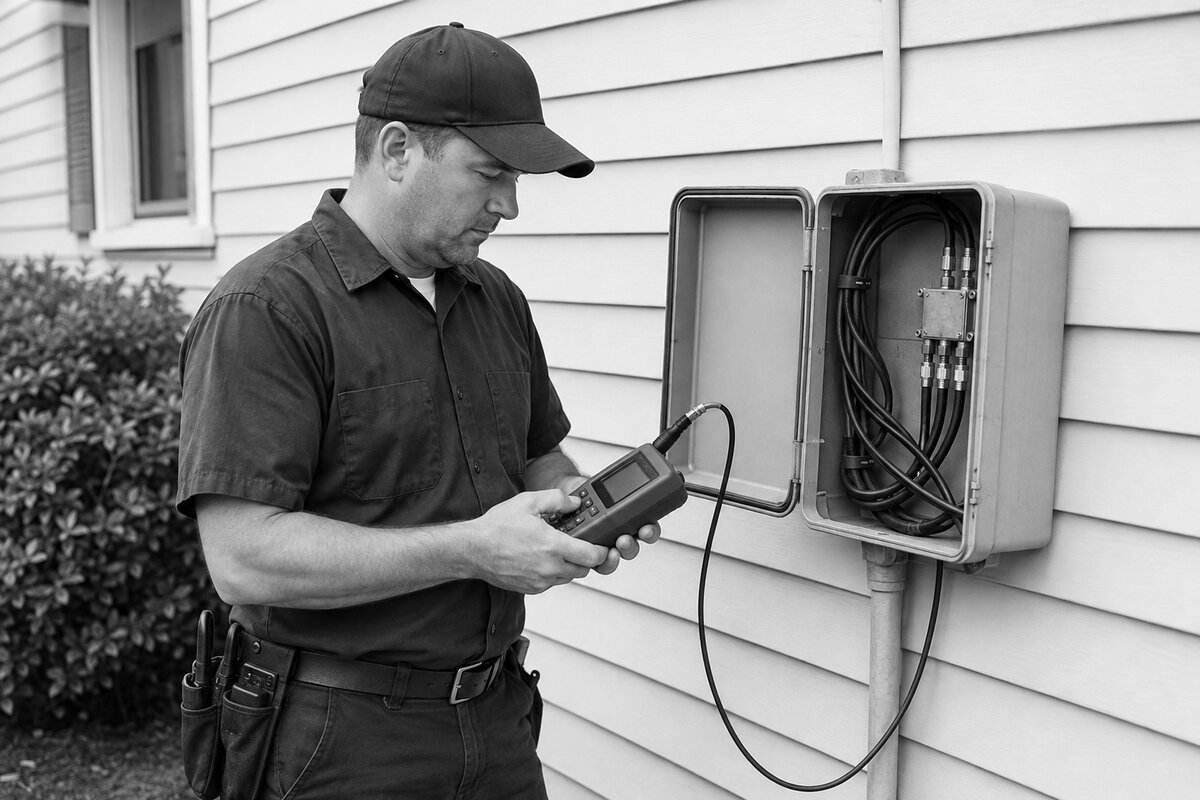 Technician at the door before a scheduled installation